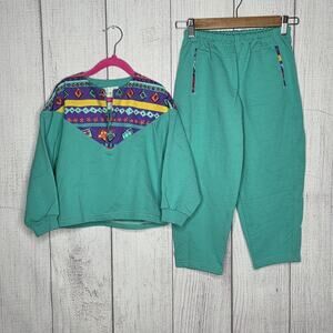 Vintage 90s Baby Mini Colorblock Sweatsuit Set Kids, sz 6